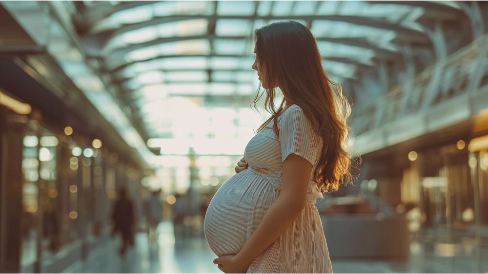 A gestational surrogate in public