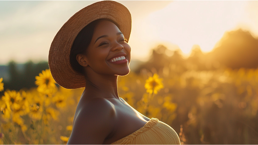 A happy pregnant woman