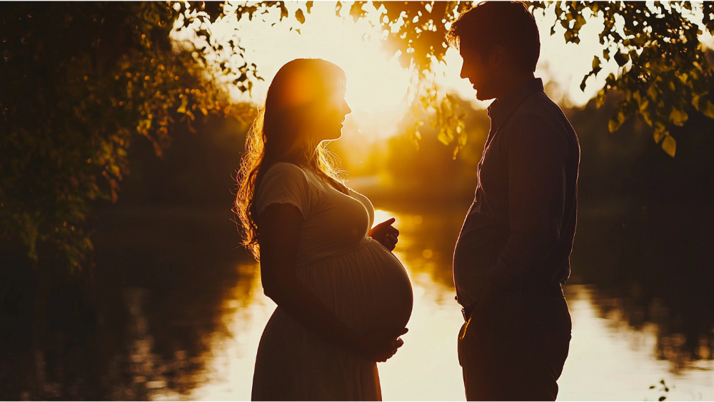 A pregnant woman and her husband