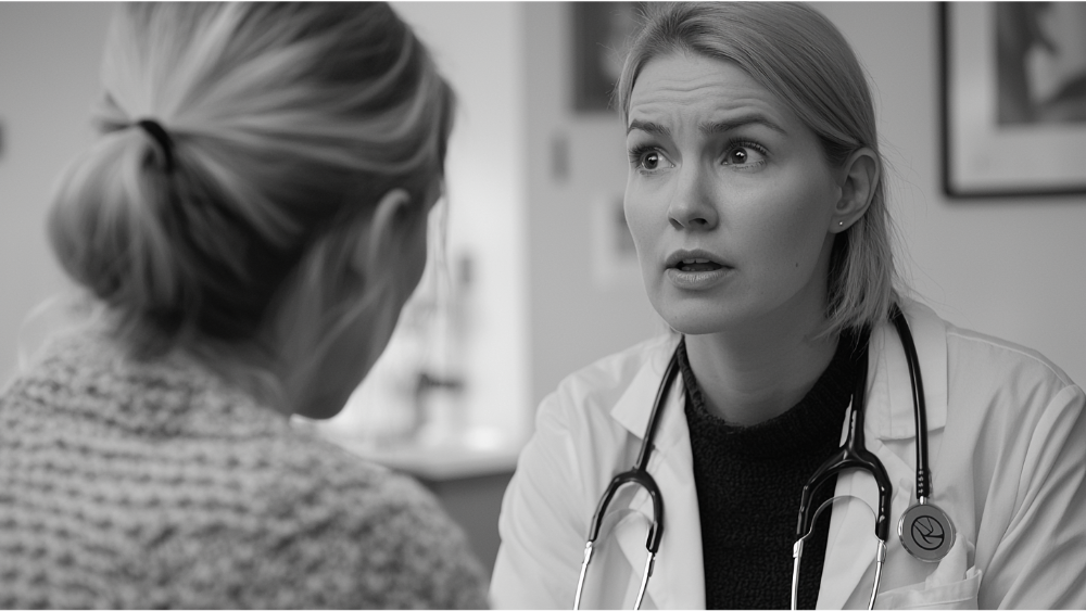 A doctor talking to a woman who wants to donate her eggs