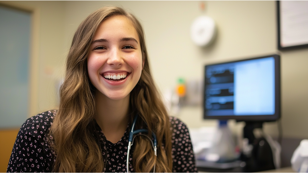 a young woman smiling