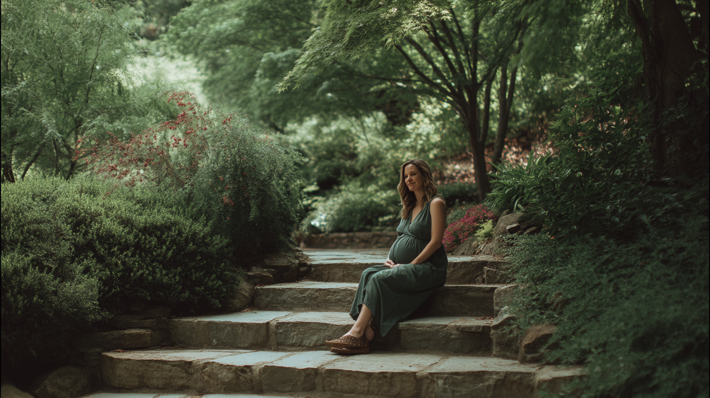 contentcreationteamkova pregnant woman seated on stone steps in a607e97d 4ef2 4bd6 a126 bef06bd6f1f1